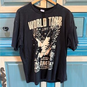 No Boundaries Black Tee with Beige Eagle 'World Tour' Graphic
